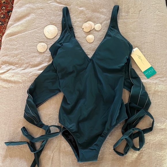 Profile by gottex NWT one piece swimsuit size 8 color teal - Picture 1 of 12